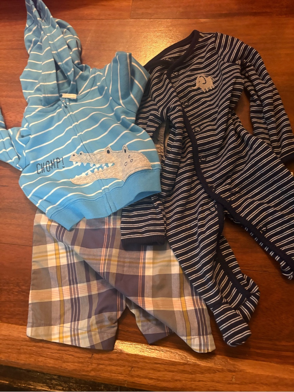 New Kids Striped Blue Hoodie & Navy Striped Footed Pajamas Set